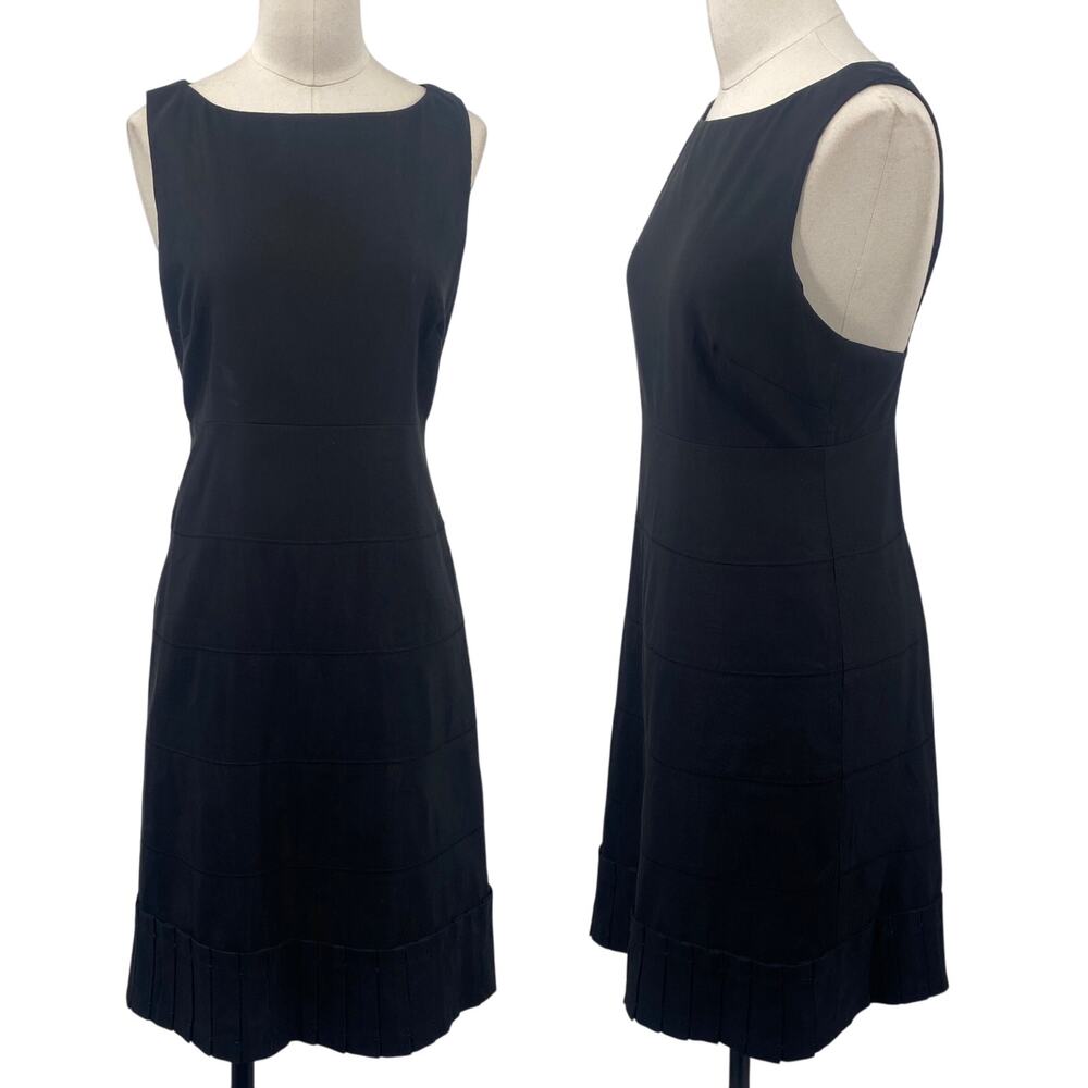 Reiss Fit & Flare Mini Sheath Dress Sleeveless Boat Neck Cotton Blend Black 6